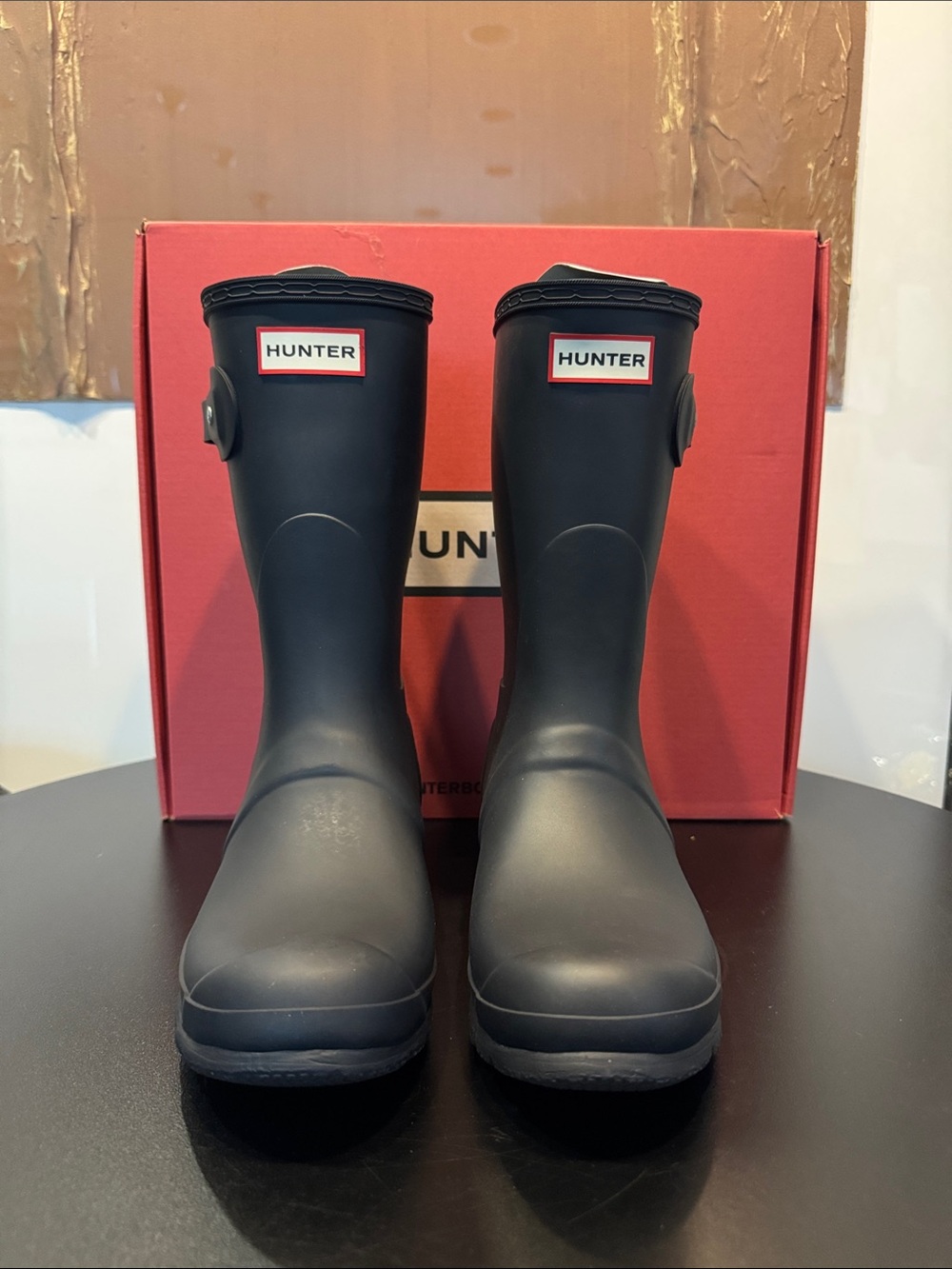Hunter Matte Black Mid-Calf Rain Boots Size 8